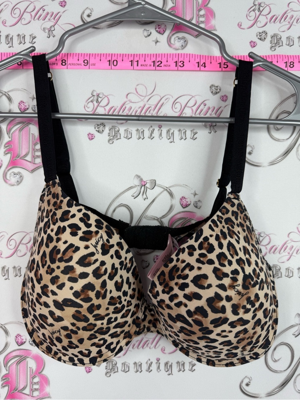 Juicy Couture Leopard Print Bra in Beige and Black 36C
